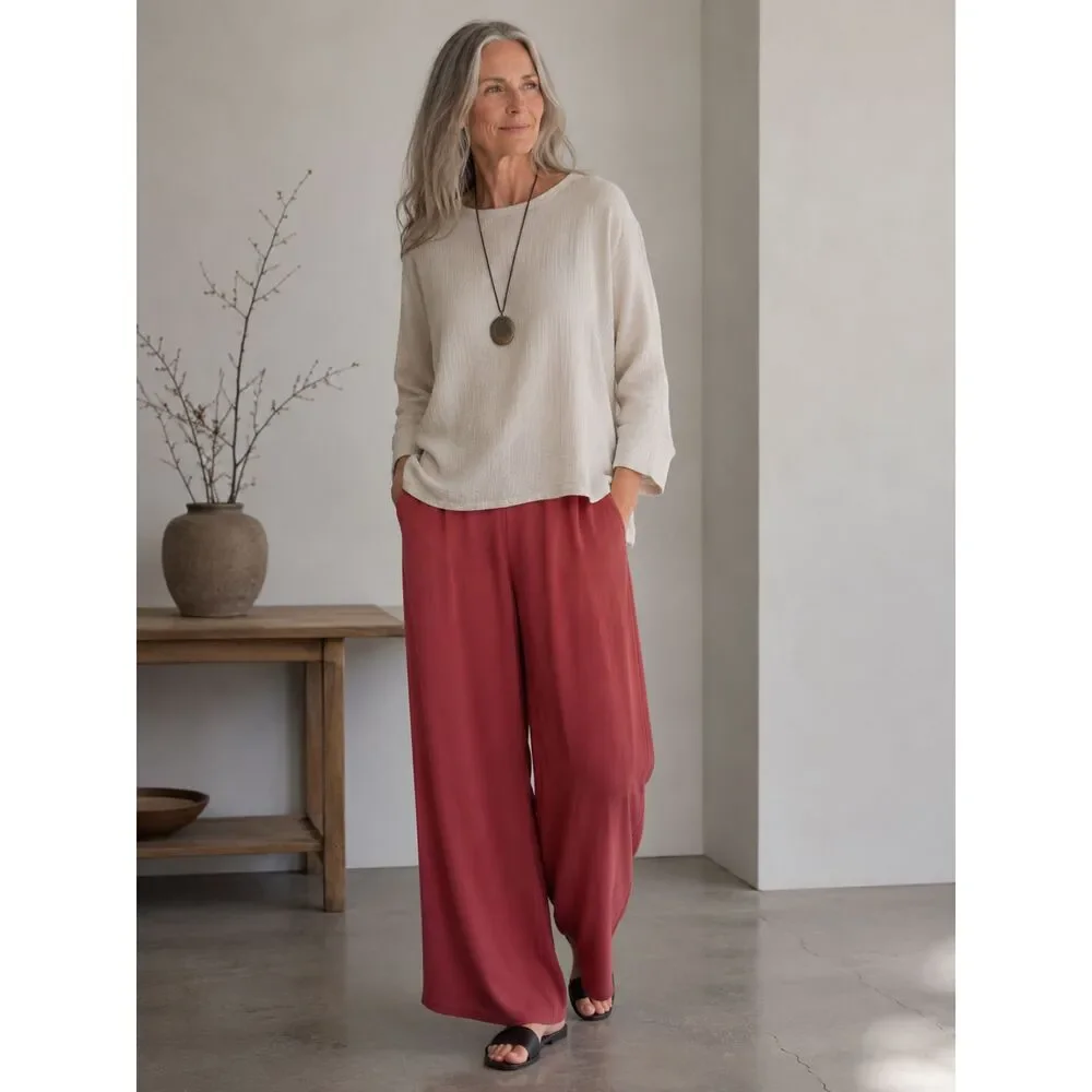 EILEEN FISHER Pink Silk Pants Trousers  Women's Size Medium
